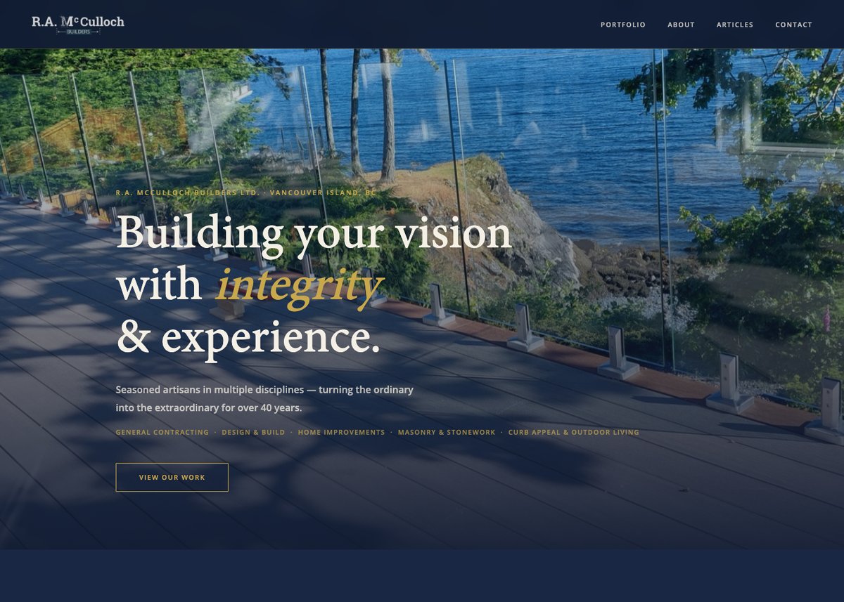 Trades and contractor website design — RA McCulloch Builders